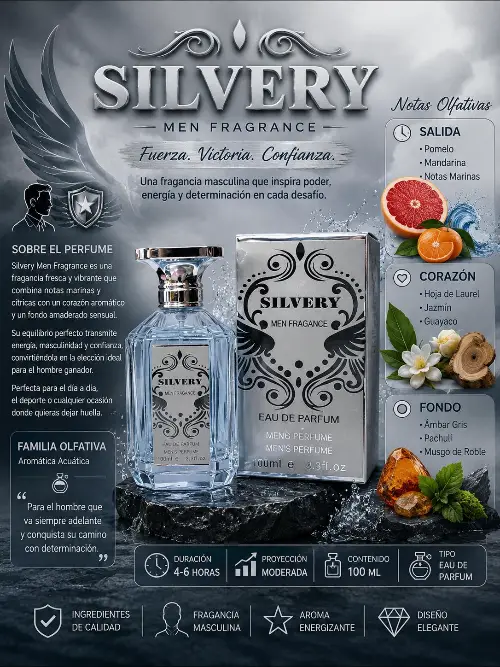 Perfume silvery para caballero